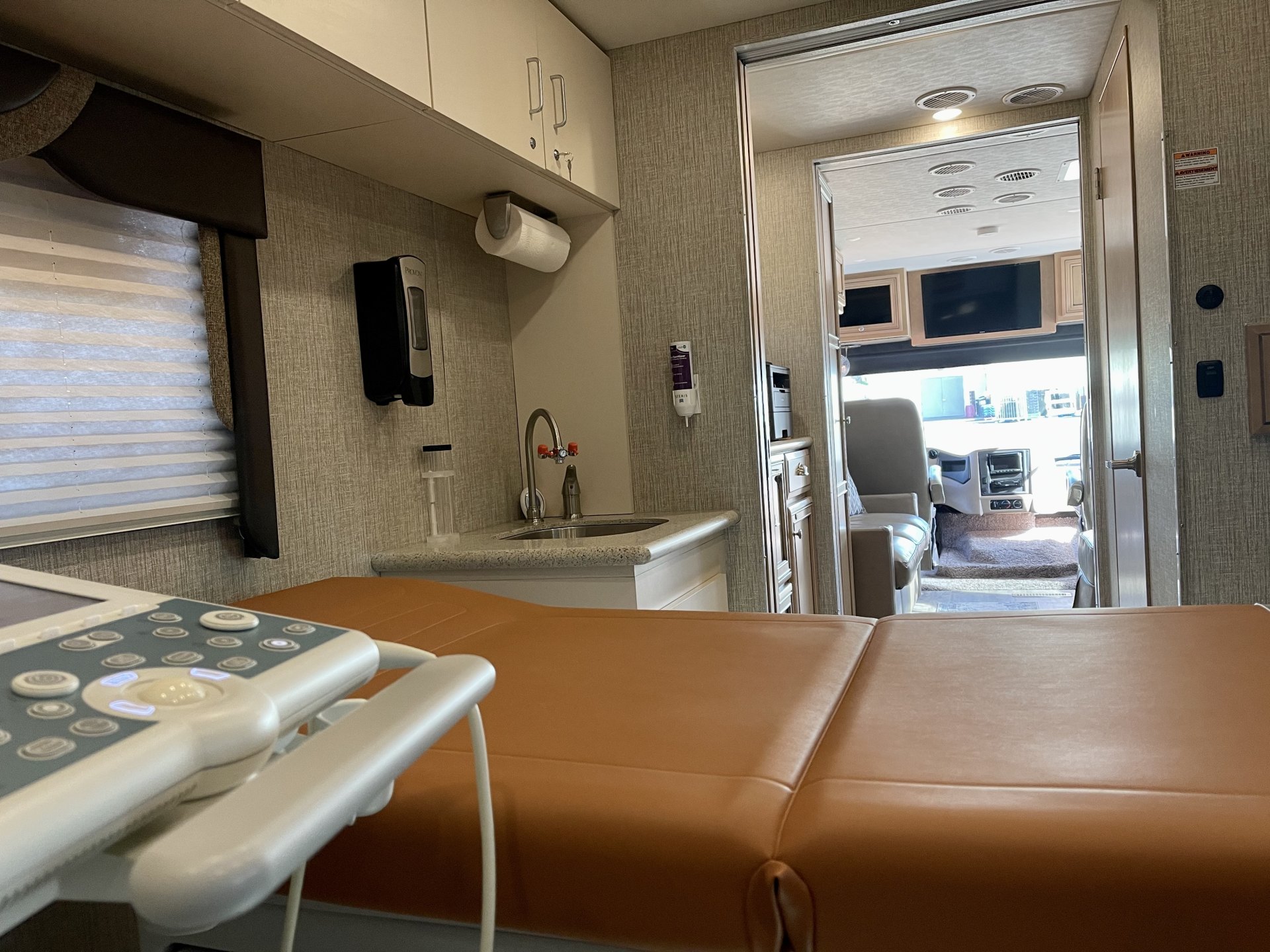 Inside the mobile clinic: private medical exam room